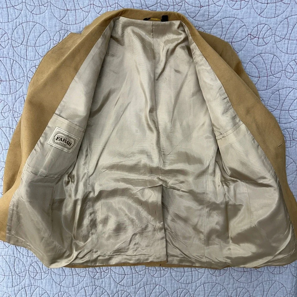 Farah Sport Coat‎ Tan Western Yoke Faux Suede Two Button / Mens 40R